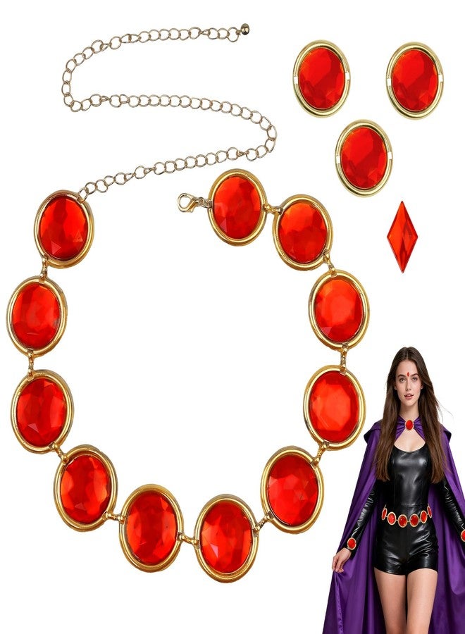Pirekul Red Gem Jewel Belt, Adjustable Rhinestone Chain Belt for Women Halloween Cosplay Costume Dress Up Accessories (B-Red) - Image 1